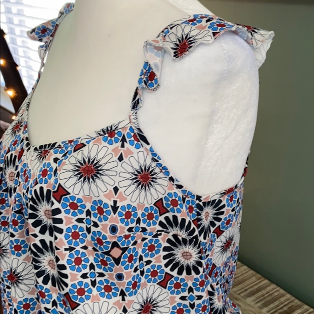 Modcloth Printed Ruffle Top S - Picture 2 of 6